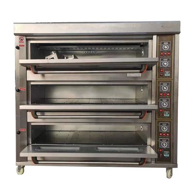 Grondstof Flour 3 dekken 9 bakjes Gas Bakkerij dekoven Oven 1760*890*1770mm voor voedselwinkel