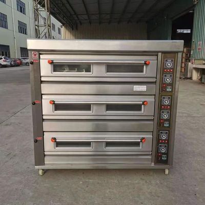 Grondstof Flour 3 dekken 9 bakjes Gas Bakkerij dekoven Oven 1760*890*1770mm voor voedselwinkel