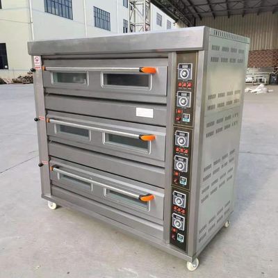Grondstof Flour 3 dekken 9 bakjes Gas Bakkerij dekoven Oven 1760*890*1770mm voor voedselwinkel