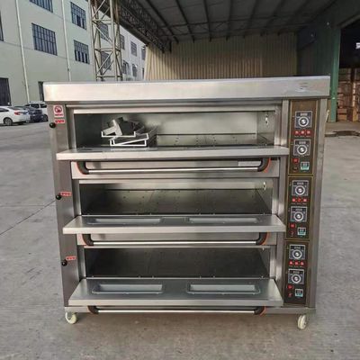 Grondstof Flour 3 dekken 9 bakjes Gas Bakkerij dekoven Oven 1760*890*1770mm voor voedselwinkel