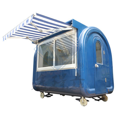 Outdoor Street Food Cart 500CM met Canopy Mobile Round Model Double Axles Food Truck