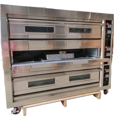 Commerciële roestvrijstalen gas pizzaoven voor het bakken van cake en koekjes in Shanghai