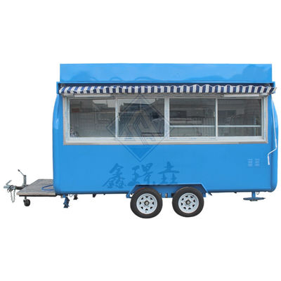 Outdoor Street Vending Customized Industrial Round Model Mobiele Voedseltruck met Canopy