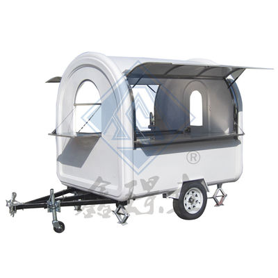 Outdoor Street Vending Op maat gemaakte 300cm mobiele foodtruck met luifel en rond model