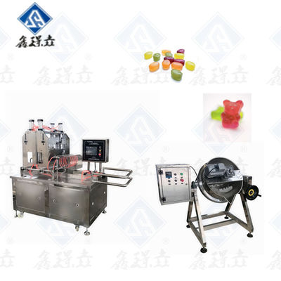 Automatische gummy candy productielijn van roestvrij staal voor dubbelkleurige lollypoppen