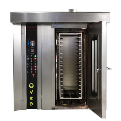 64 bakken 52,5 kW gas roterende oven voor bakkerij 100 kg/h brood rek oven grondstof tarwe