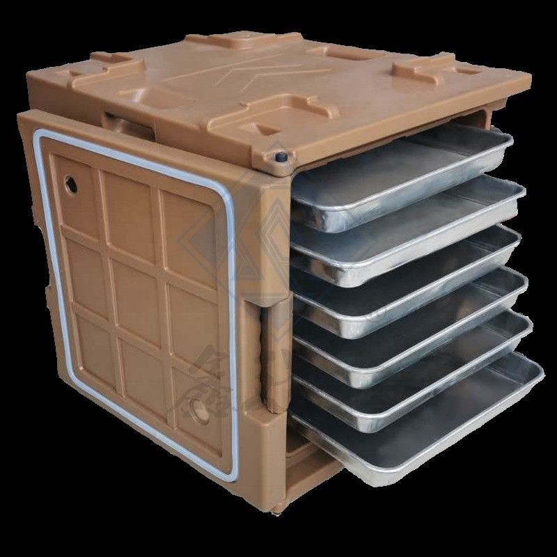 PU voorladen warm voedsel transport doos voor catering 120L geïsoleerde voedsel pan drager