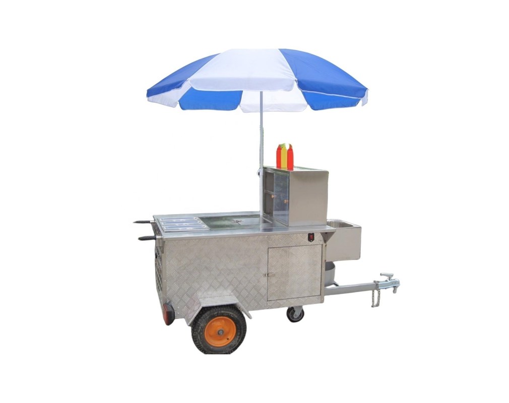 Outdoor Street Food Vending Cart Food Service Trailer Cart voor Noodle en Hotdog dineren