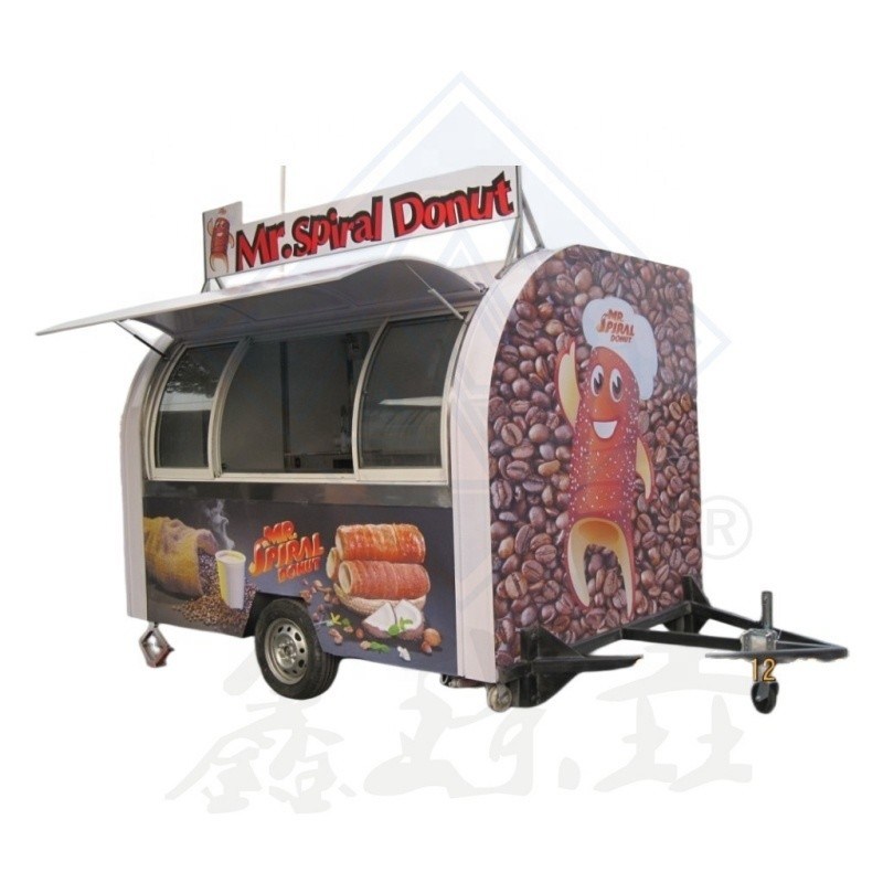 Machinerie Functie Voedselverkoop Roestvrij staal mobiele voedseltrailer Truck 285*200*215